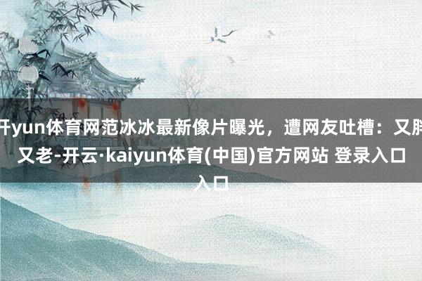 开yun体育网范冰冰最新像片曝光，遭网友吐槽：又胖又老-开云·kaiyun体育(中国)官方网站 登录入口