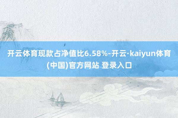 开云体育现款占净值比6.58%-开云·kaiyun体育(中国)官方网站 登录入口