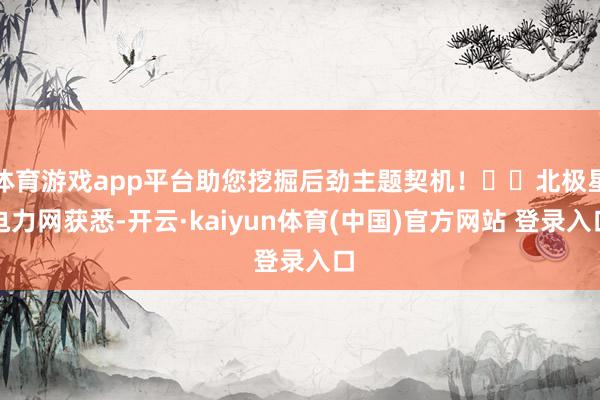 体育游戏app平台助您挖掘后劲主题契机！		北极星电力网获悉-开云·kaiyun体育(中国)官方网站 登录入口
