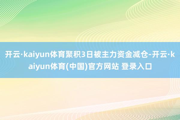 开云·kaiyun体育聚积3日被主力资金减仓-开云·kaiyun体育(中国)官方网站 登录入口