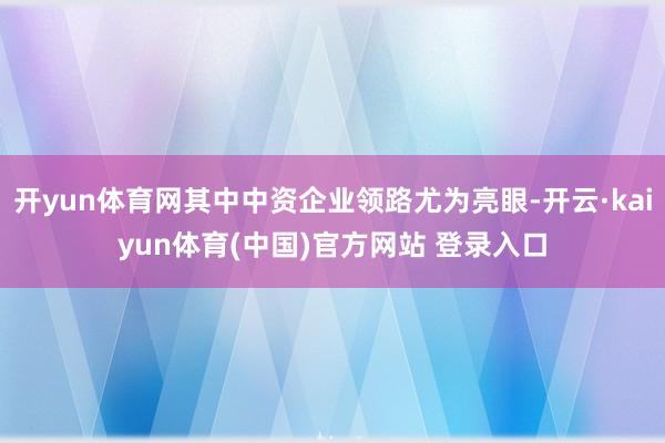 开yun体育网其中中资企业领路尤为亮眼-开云·kaiyun体育(中国)官方网站 登录入口